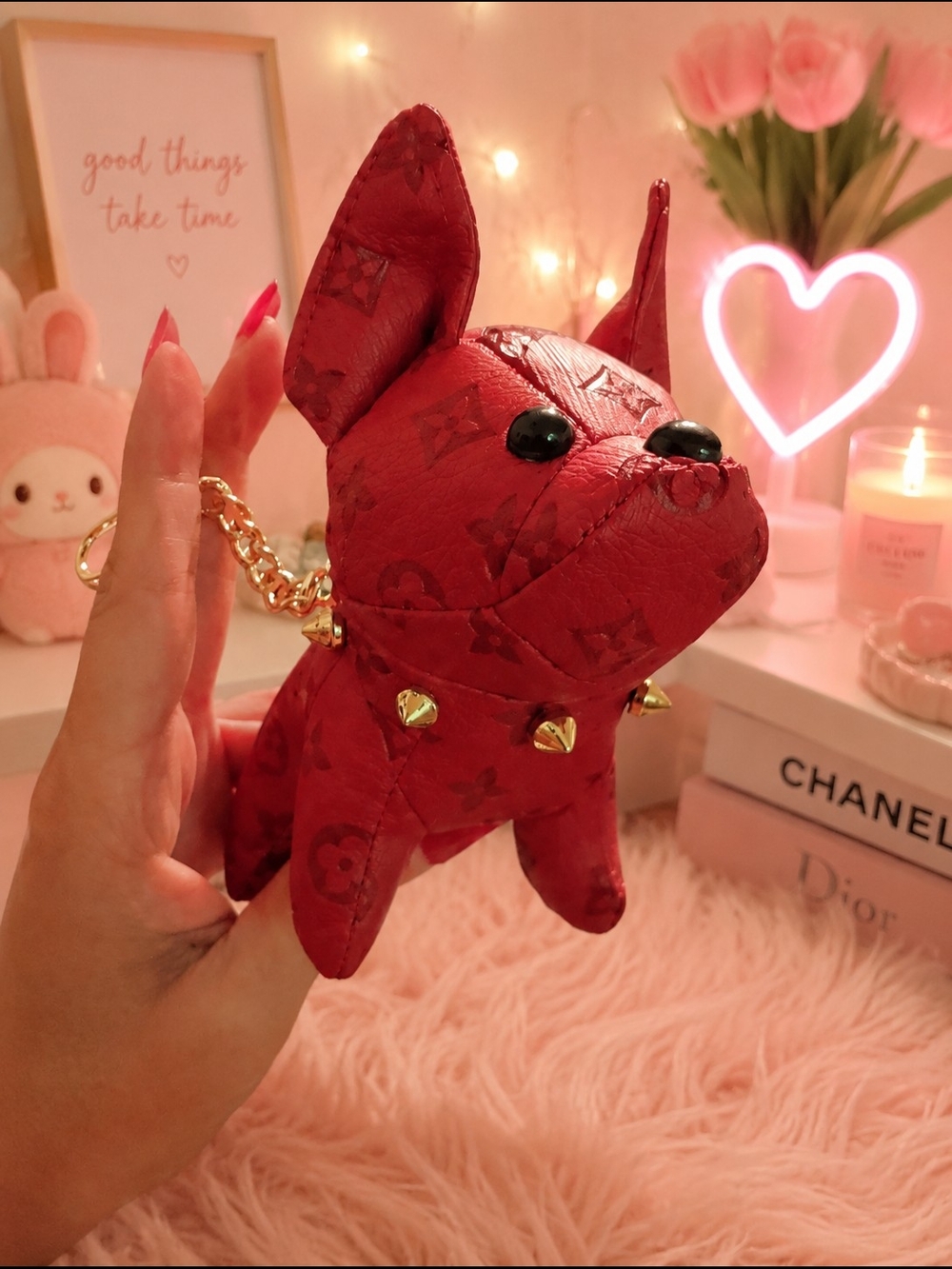Red Dog Keychain Plush Accessory